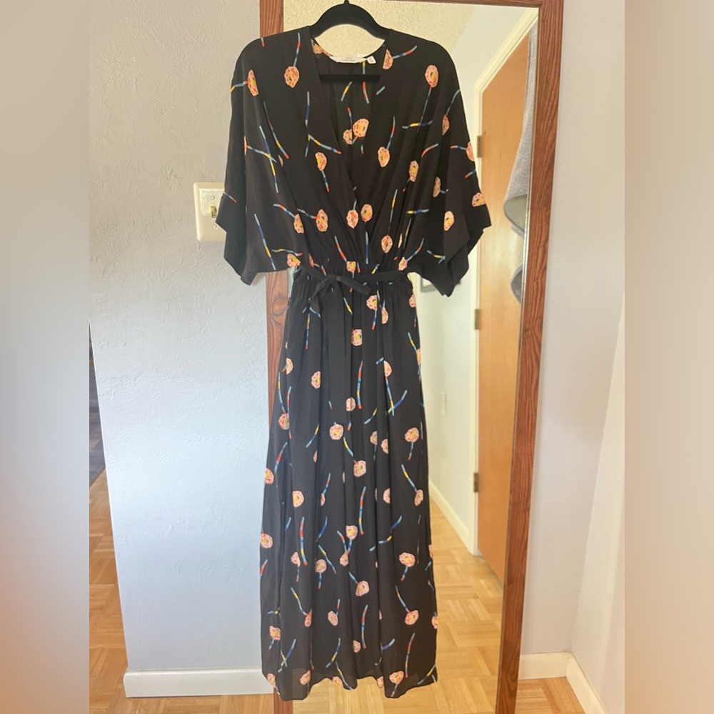 & Other Stories Black silk chiffon maxi dress